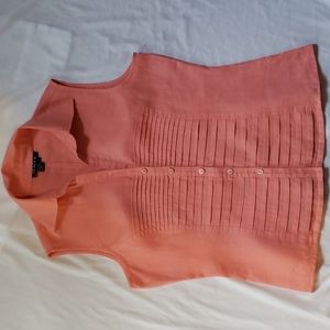 Vintage Sleevless Tracy M Linen Top Blouse Pink Layered Size L